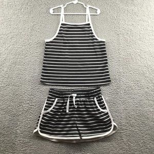 Treasure‎ & Bond Girl's Striped Pajama Shorts Set Navy L (10/12)